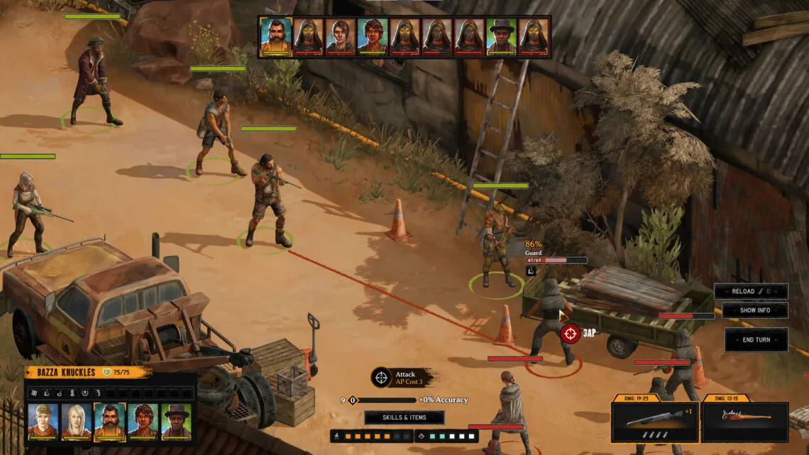 alt text showing combat in the game Broken Roads