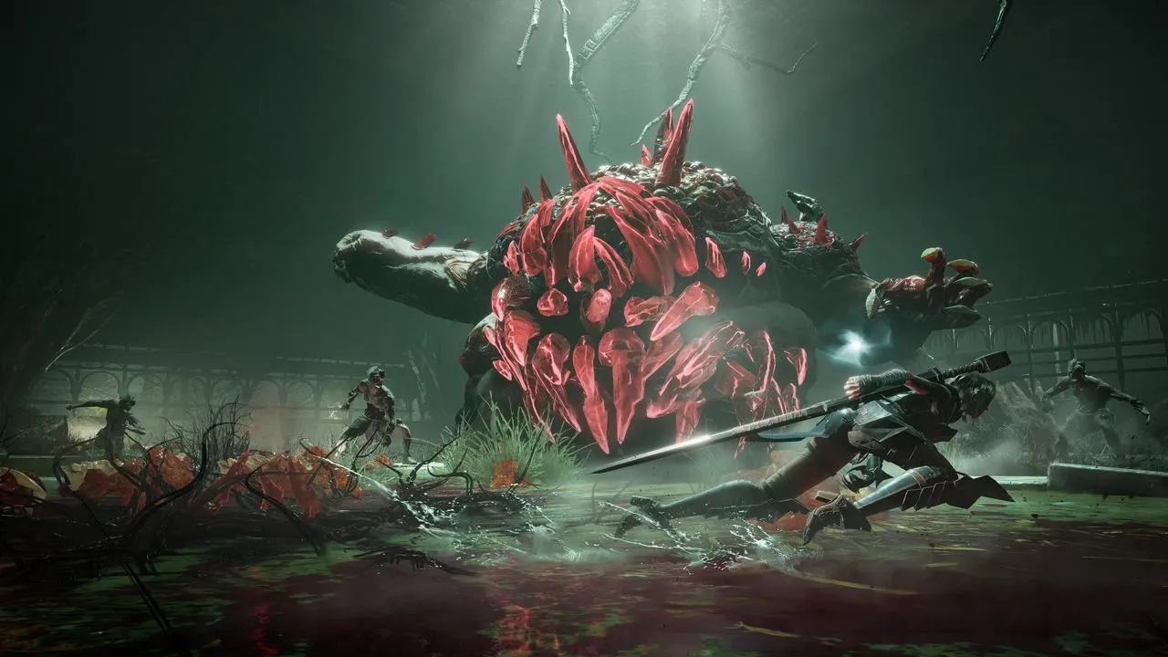alt text: Soulstice environment screenshot showing a dark and gothic setting