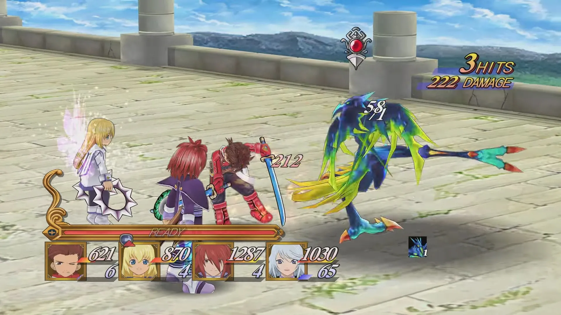 alt text: Tales of Symphonia Remastered - A character exploring a town with simplistic and dated-looking buildings and textures.