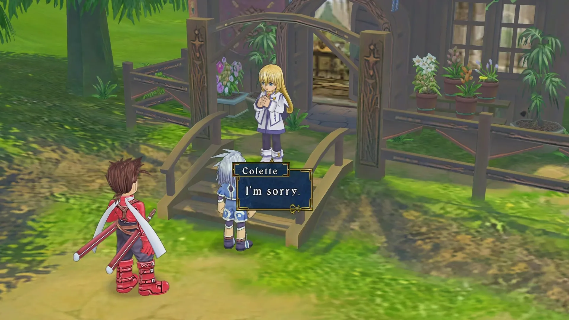 alt text: Tales of Symphonia Remastered - A group of characters standing in a dark and ominous environment.