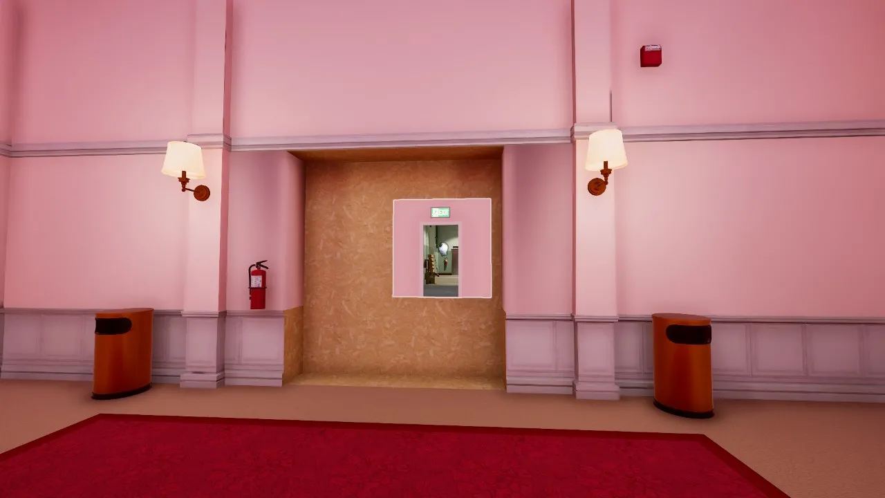 alt text: The player navigates a surreal environment with distorted perspectives.