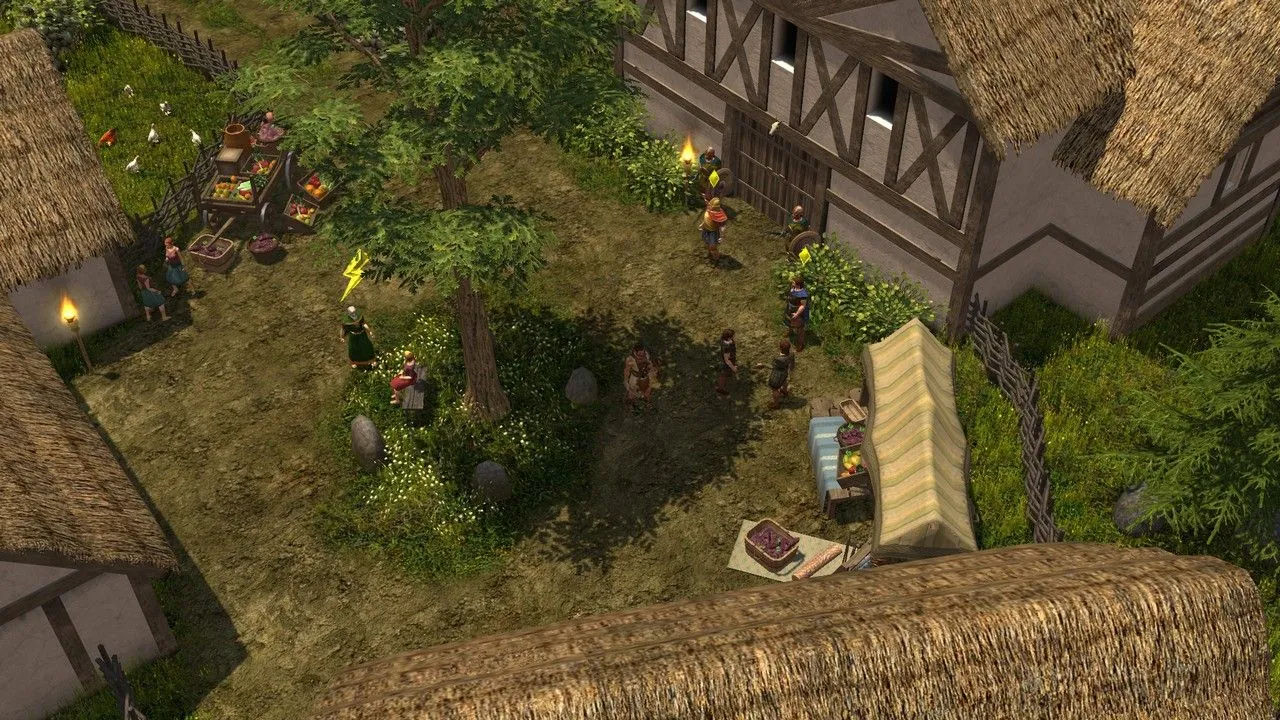 alt text: Titan Quest Ragnarok Gameplay Screenshot Depicting Character Fighting a Monster in a Forest Environment