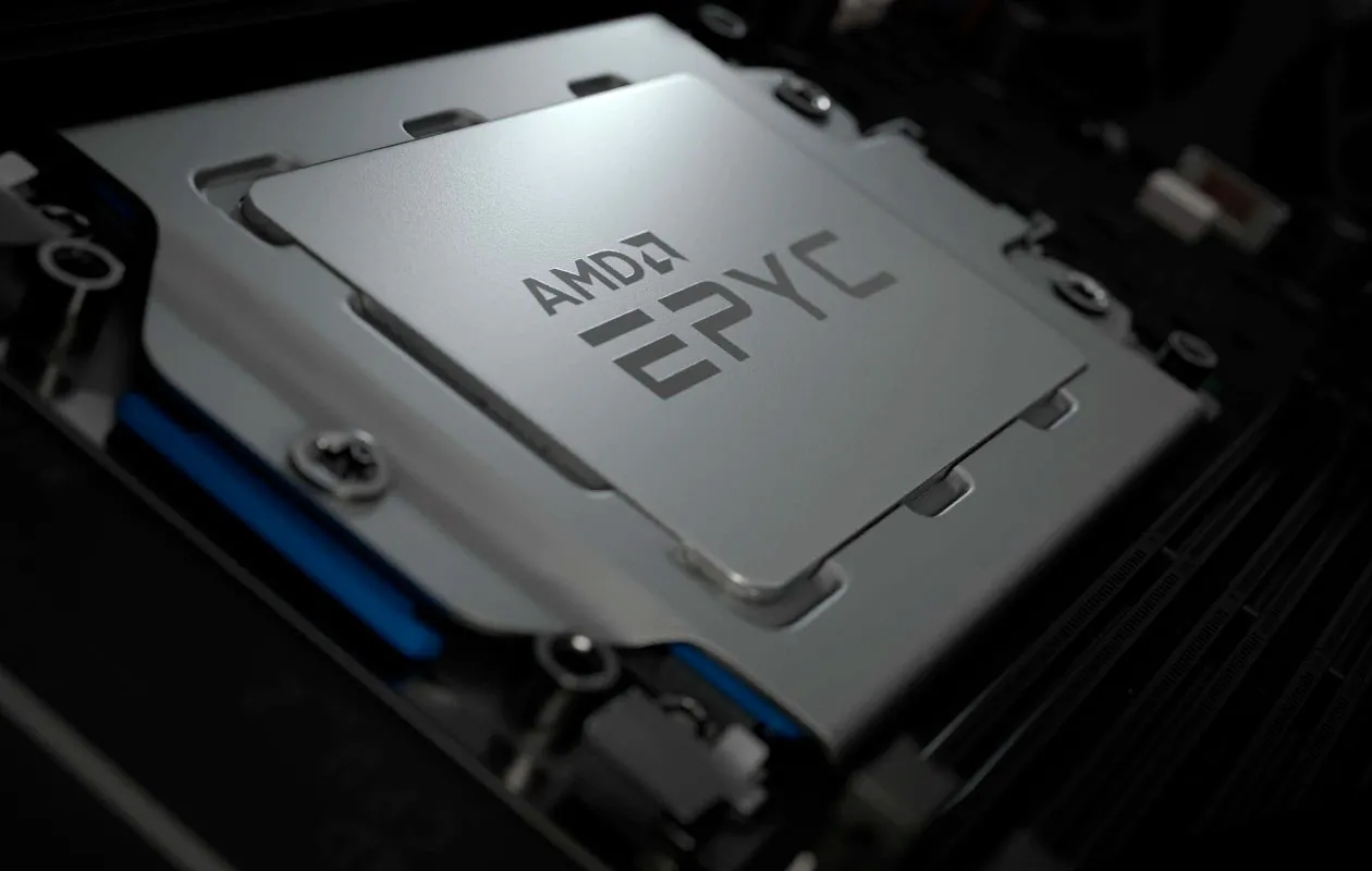 AMD EPYC processors in a server rack.