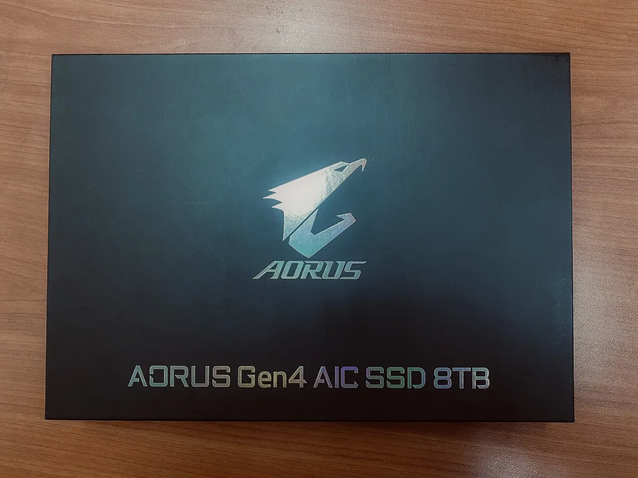 AORUS Gen4 AIC 8TB SSD showcasing its design and size