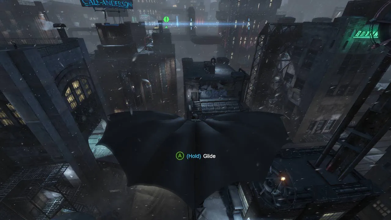 Batman gliding in Arkham Origins