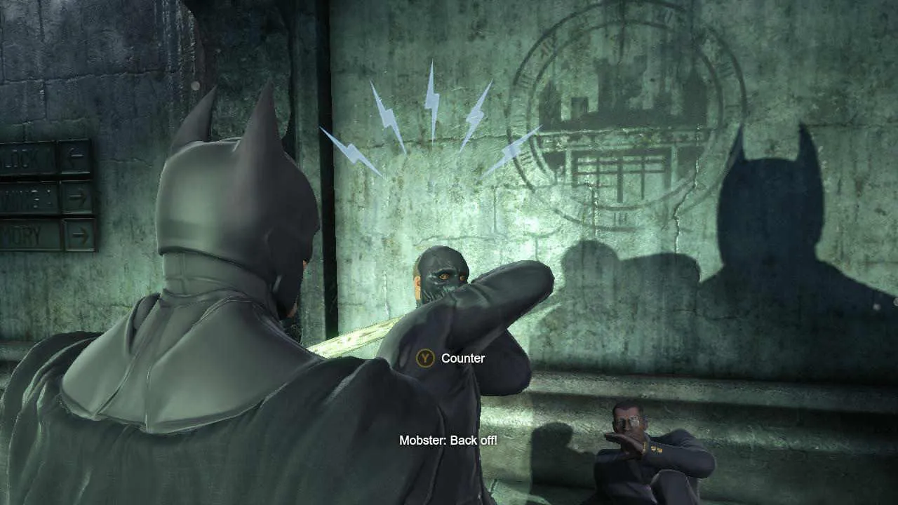 Batman grappling in Arkham Origins