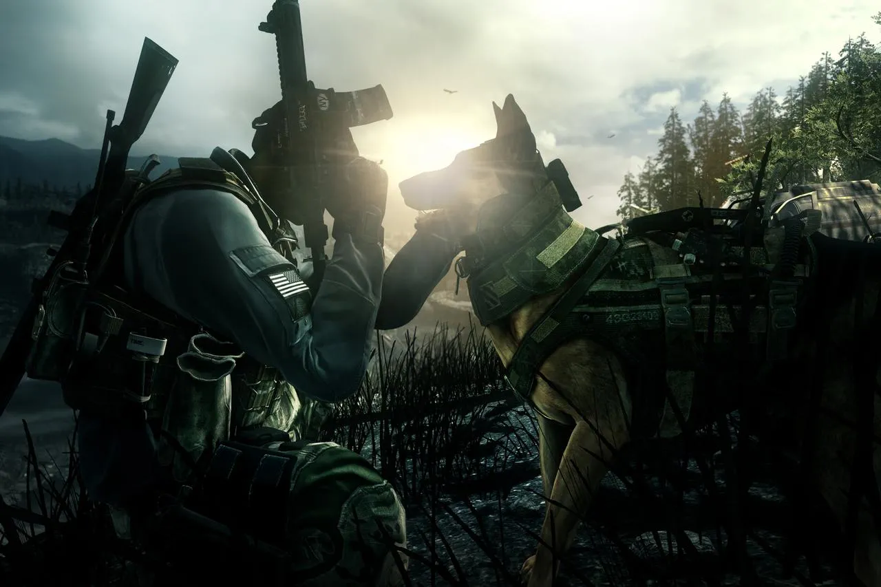 Call of Duty: Ghosts gameplay screenshot showing characters in a cutscene