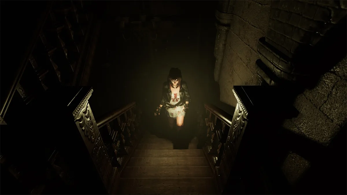 Caroline Walker holding a lighter in Tormented Souls