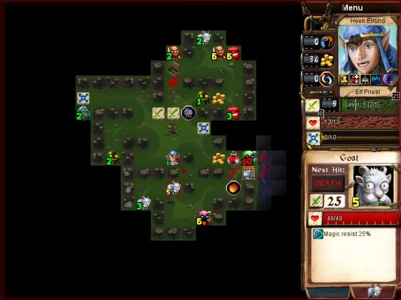 Character selection screen in Desktop Dungeons