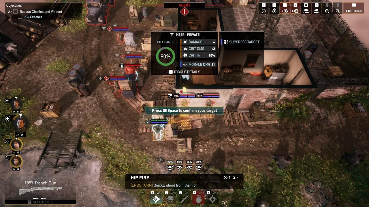 Classified France '44 gameplay screenshot highlighting the in-game music and composer information.