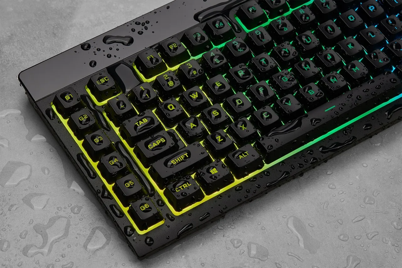 Close up of Corsair K55 RGB PRO XT keyboard keys