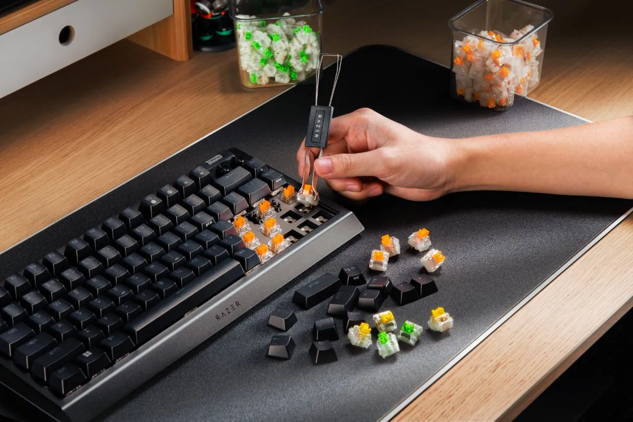 Close-up of Razer Orange Tactile Gen-3 Switches