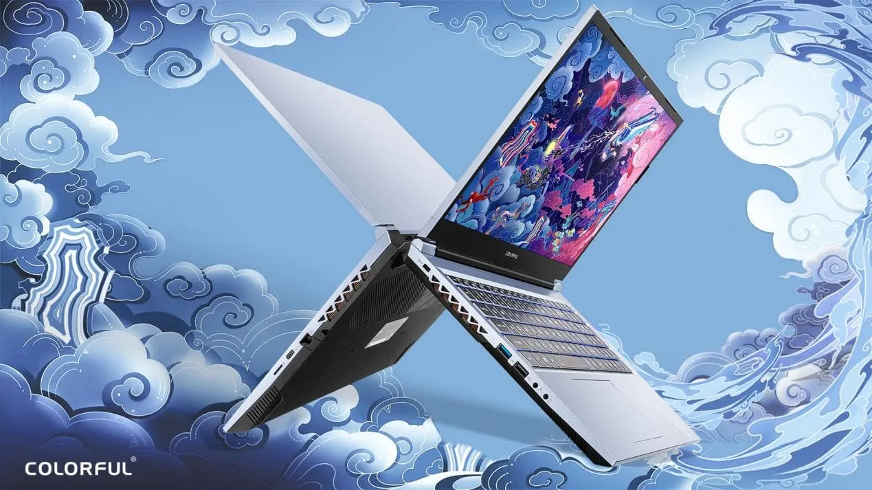 Close up of the COLORFUL X15 XS keyboard and trackpad