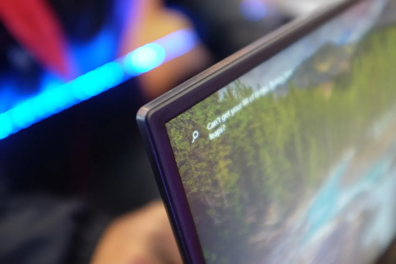 Close-up of the keyboard and trackpad on the ASUS ROG Strix gaming laptop.