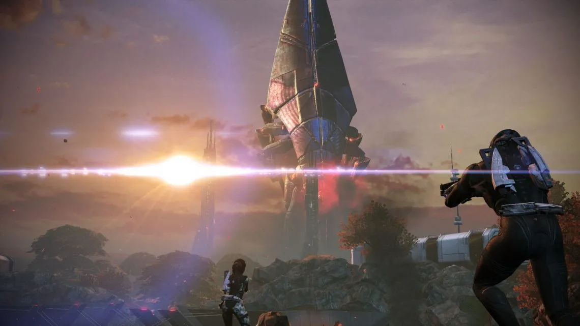 Combat scene in Mass Effect 1 Legendary Edition.