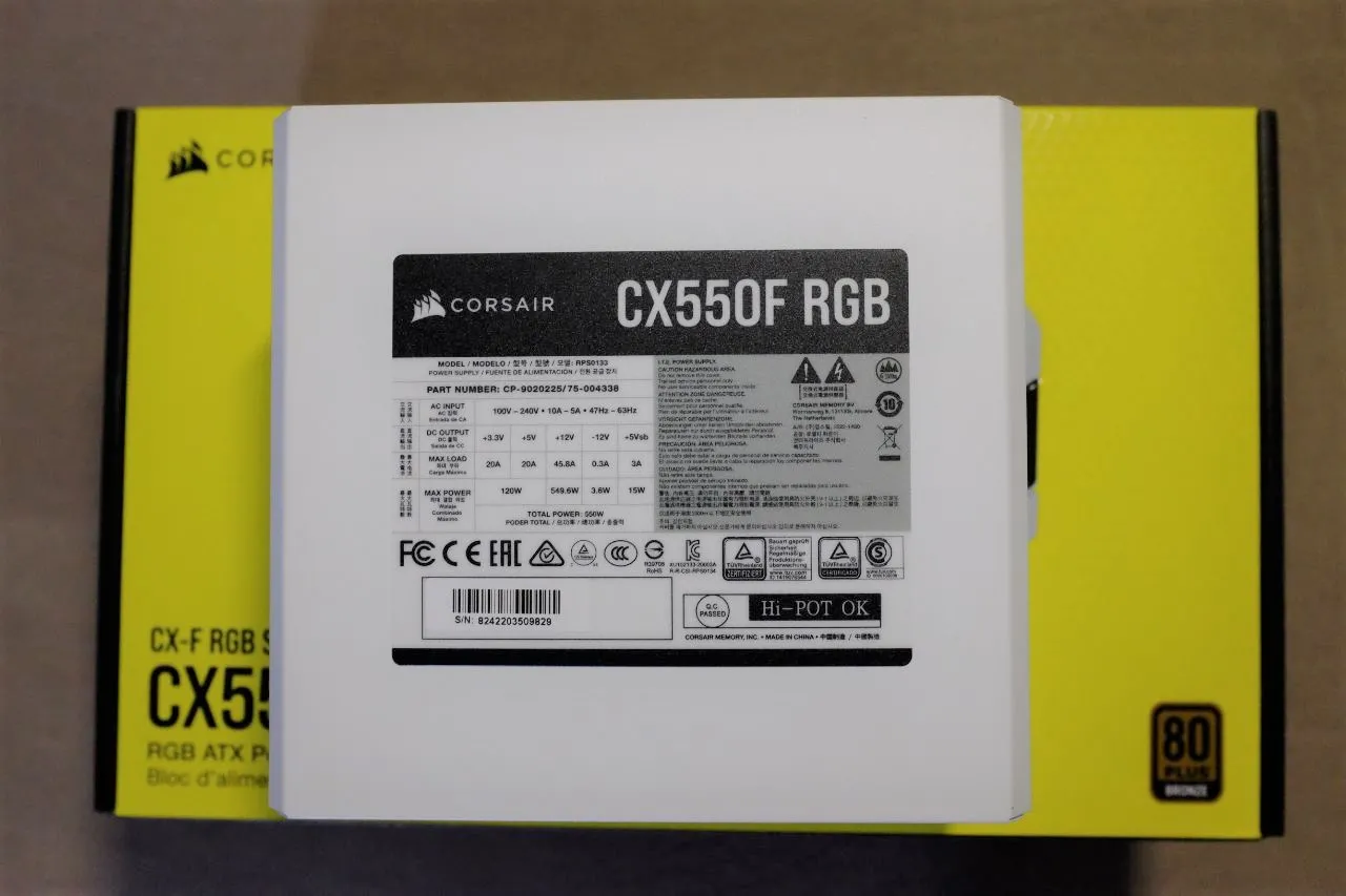 Corsair CX550F RGB ATX Power Supply with Upward-Facing Fan