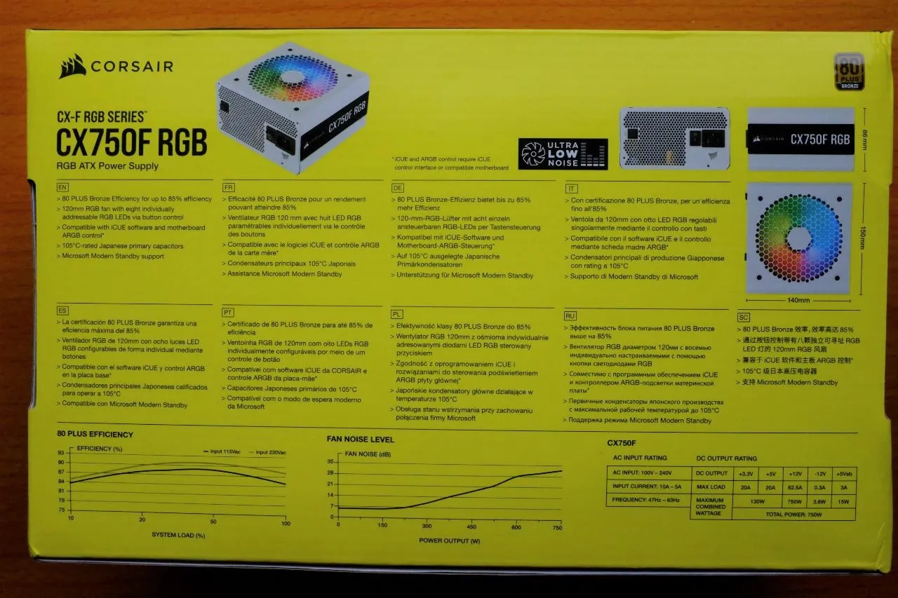 Corsair CX750F RGB - External View