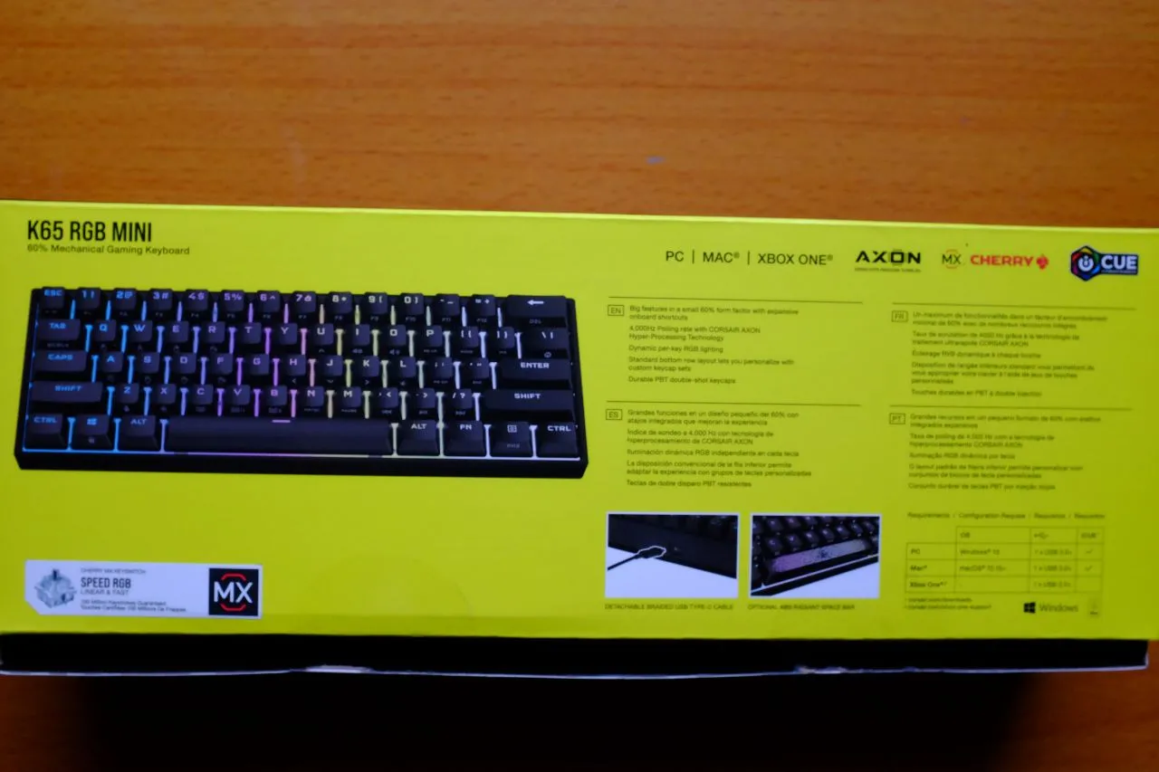 Corsair K65 RGB MINI MX Speed - Packaging