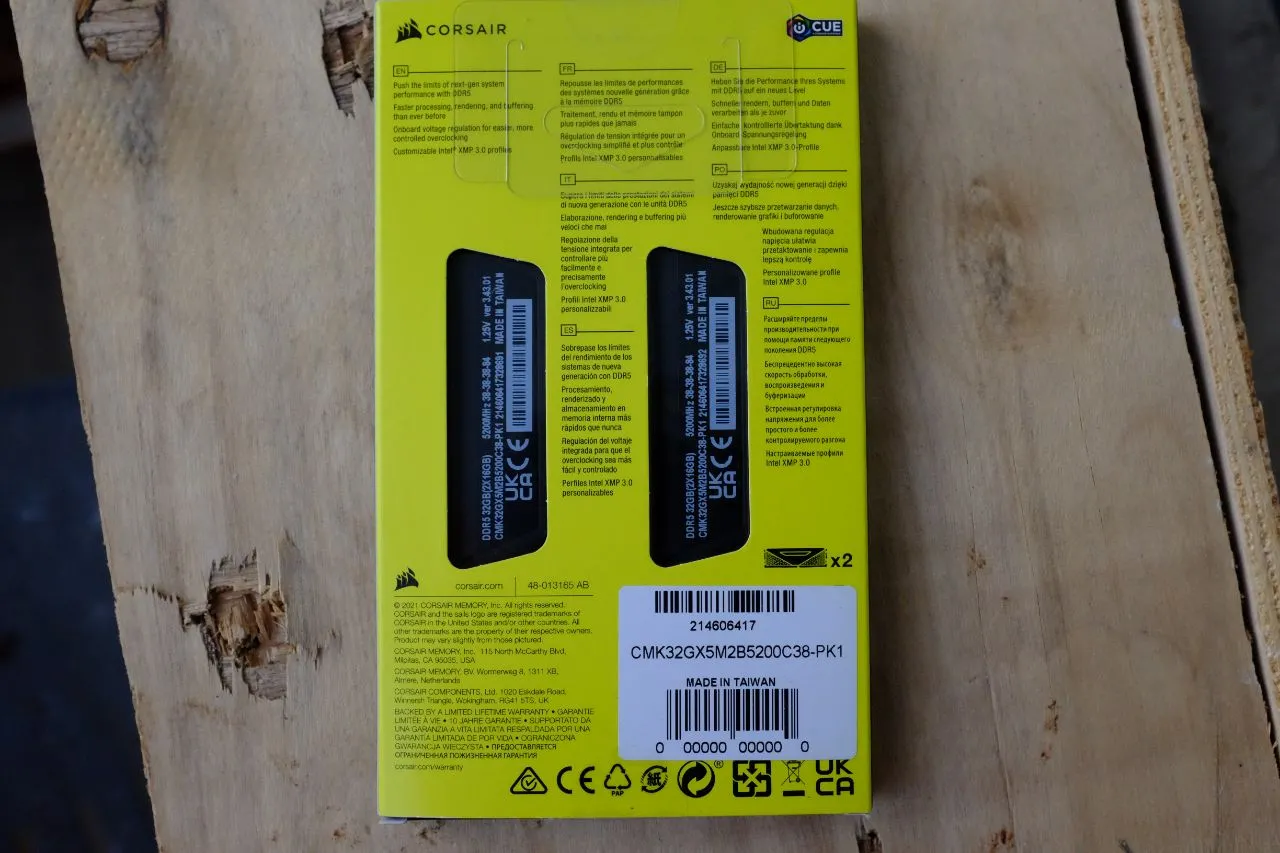 Corsair Vengeance DDR5 5200MHz - Packaging