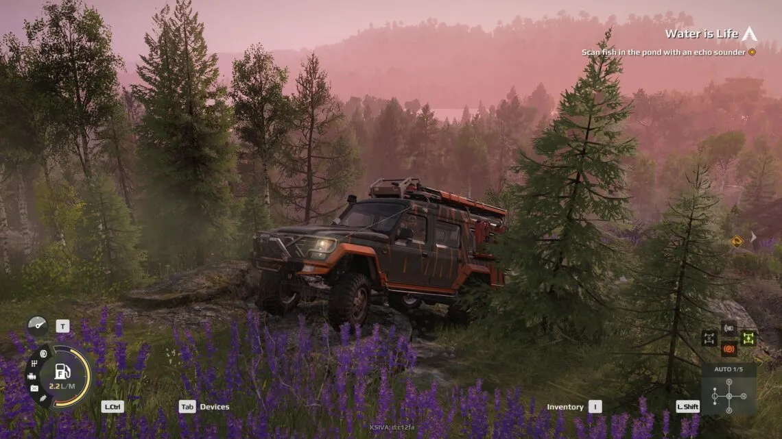 Exploring a dense forest in Expeditions: A MudRunner Game