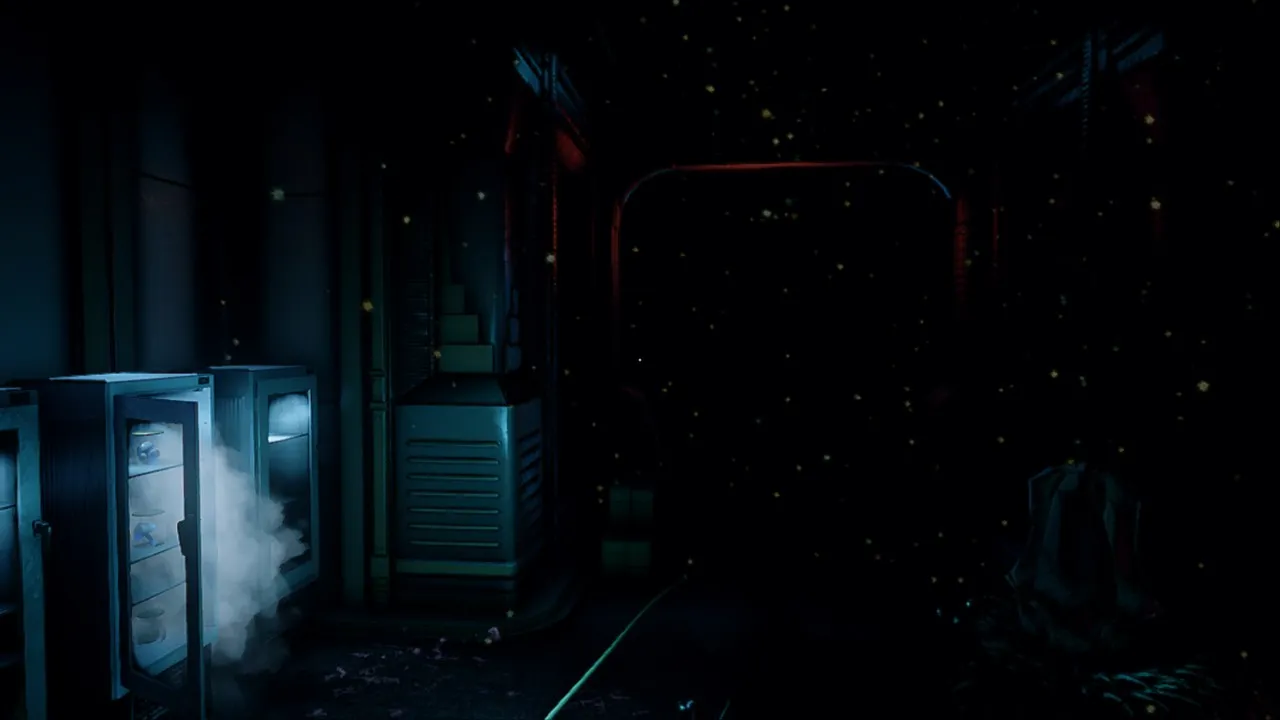 Frank Gilman explores a dark corridor with a flashlight