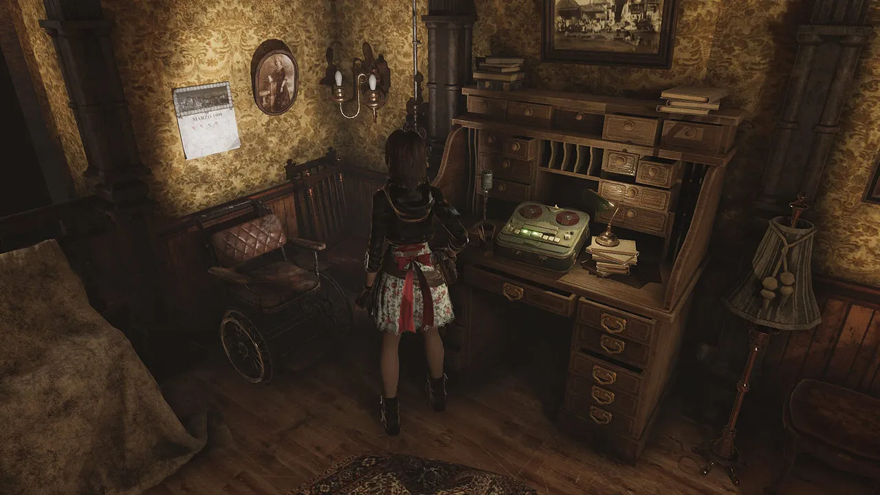 Gameplay screenshot from Tormented Souls showing a dark corridor