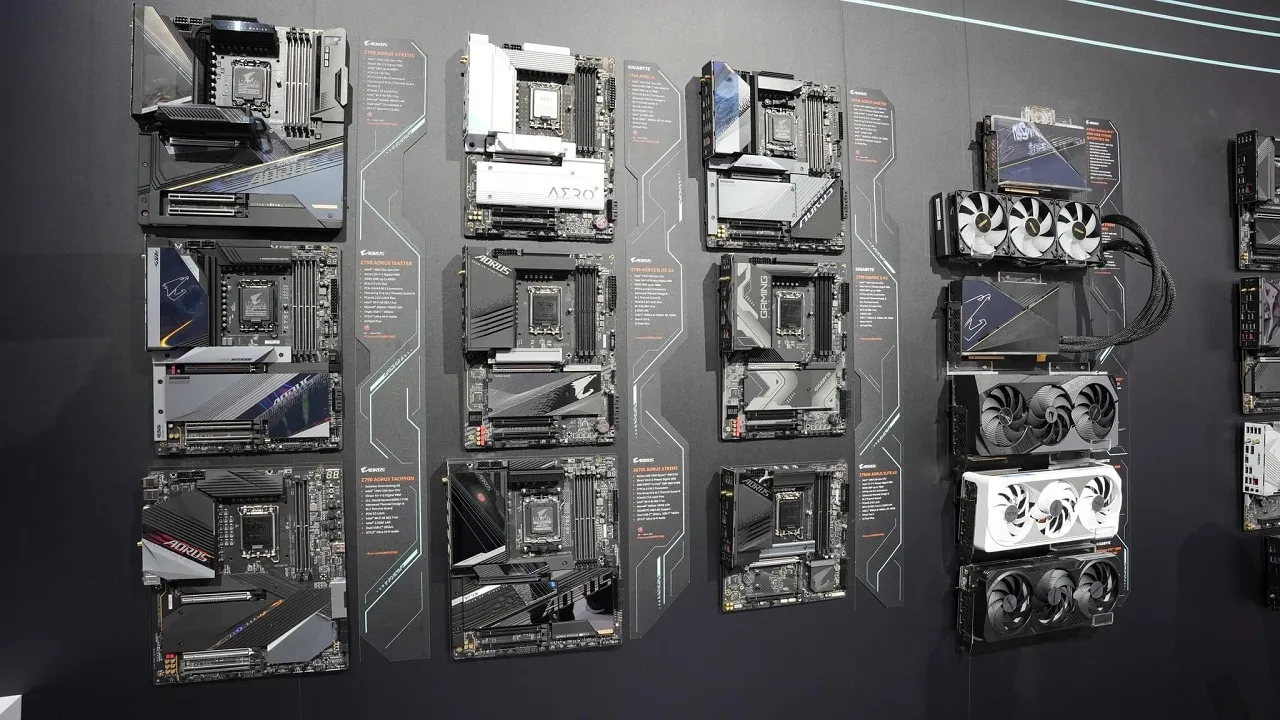 GIGABYTE AORUS laptops on display
