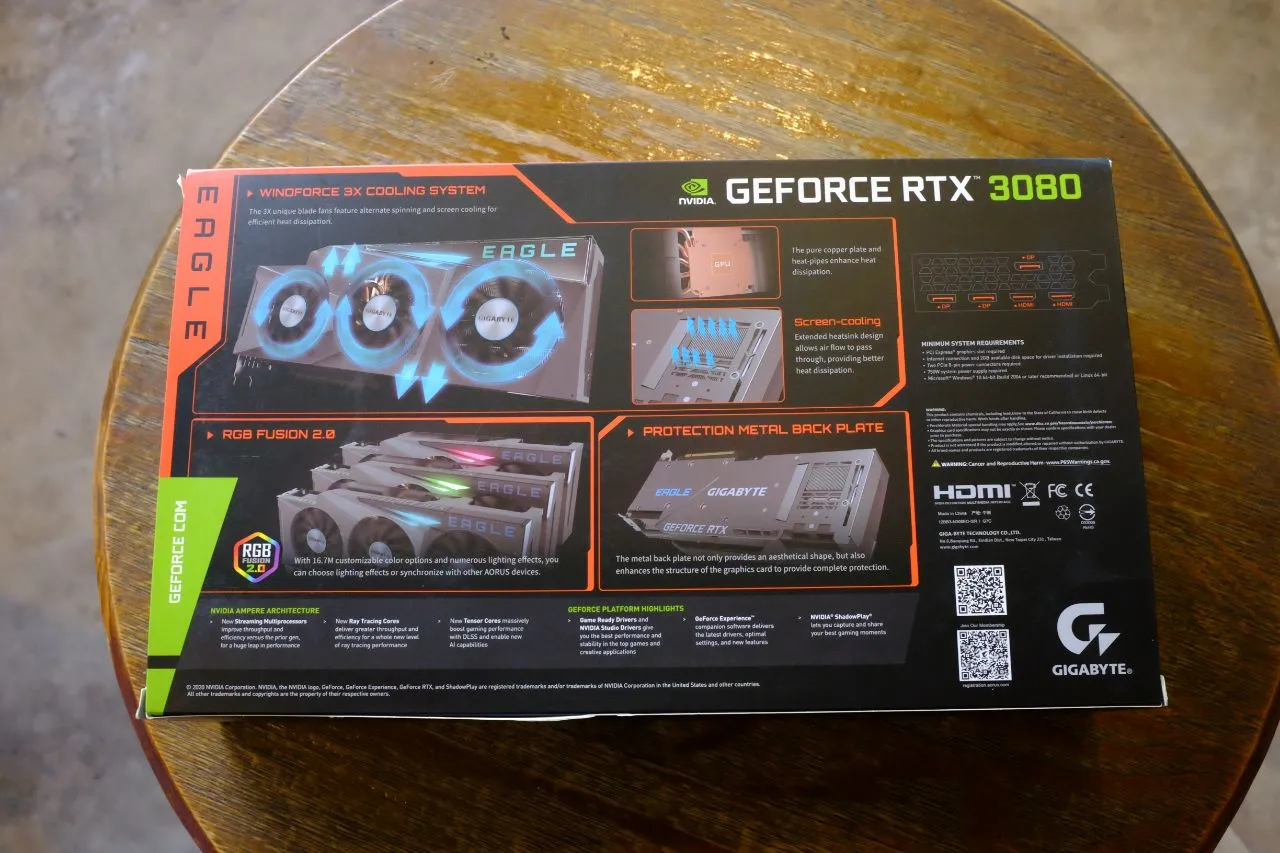 Gigabyte RTX 3080 Eagle Gaming OC 10G - Packaging