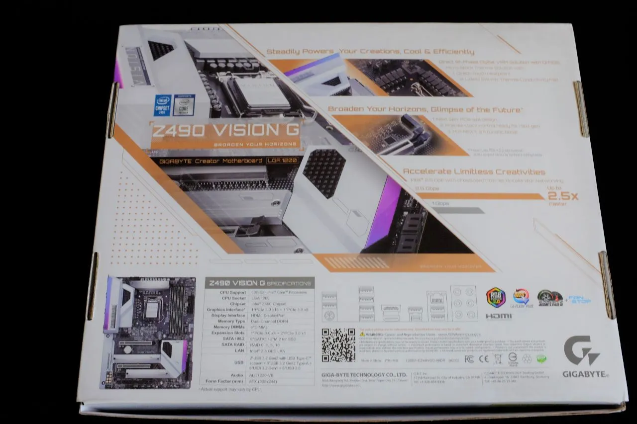 Gigabyte Z490 Vision G Motherboard Box Rear