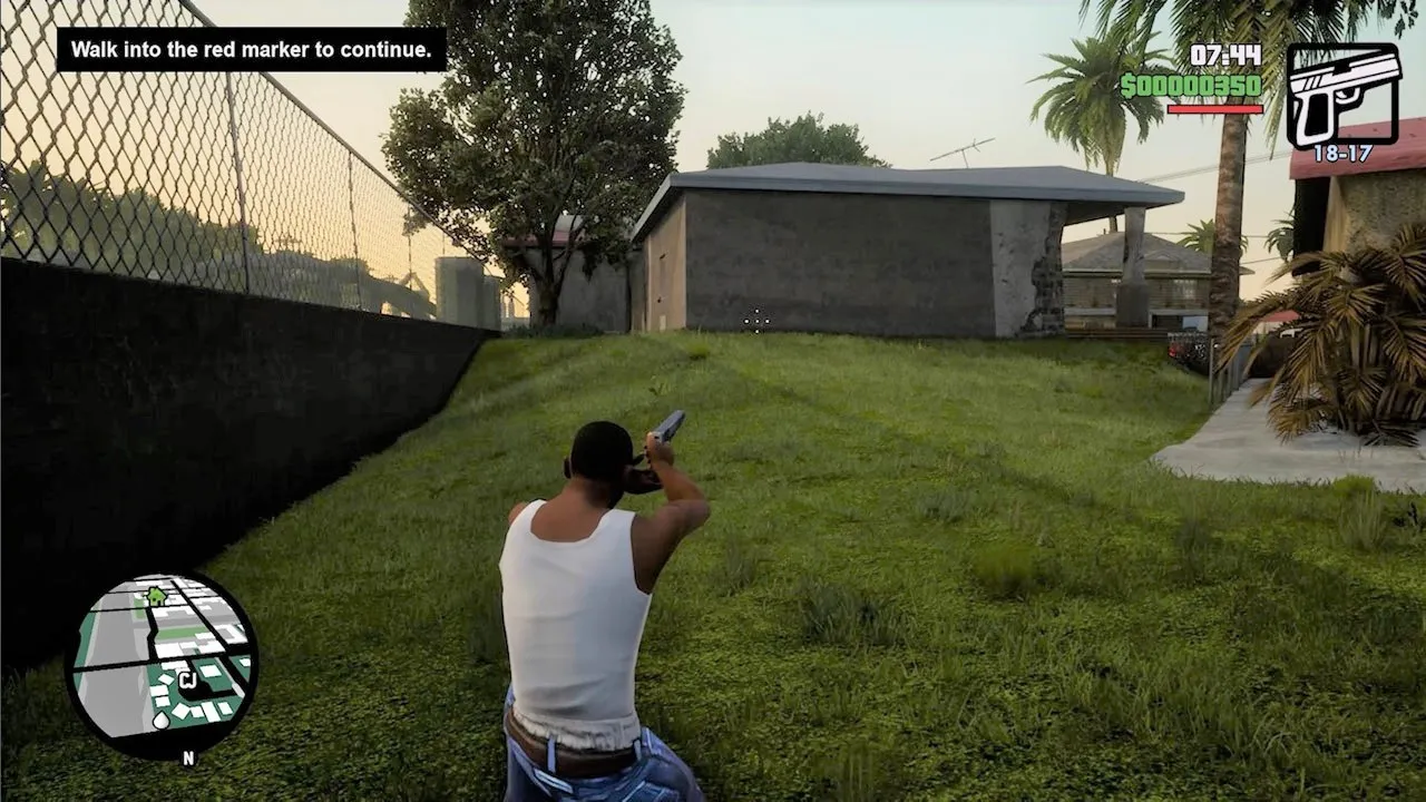 Gun model clipping issue in Grand Theft Auto: San Andreas Remastered