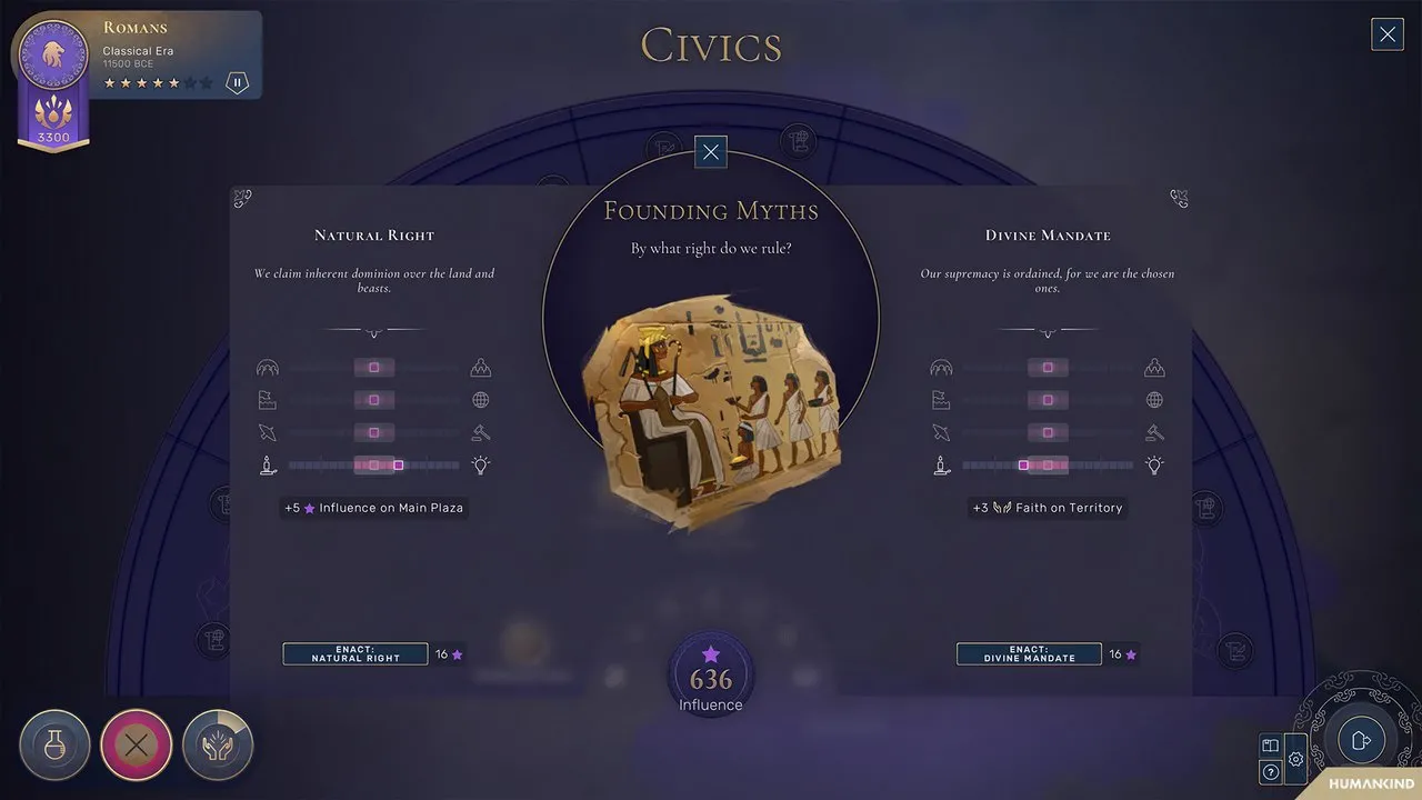Humankind Gameplay Screenshot showing the user interface