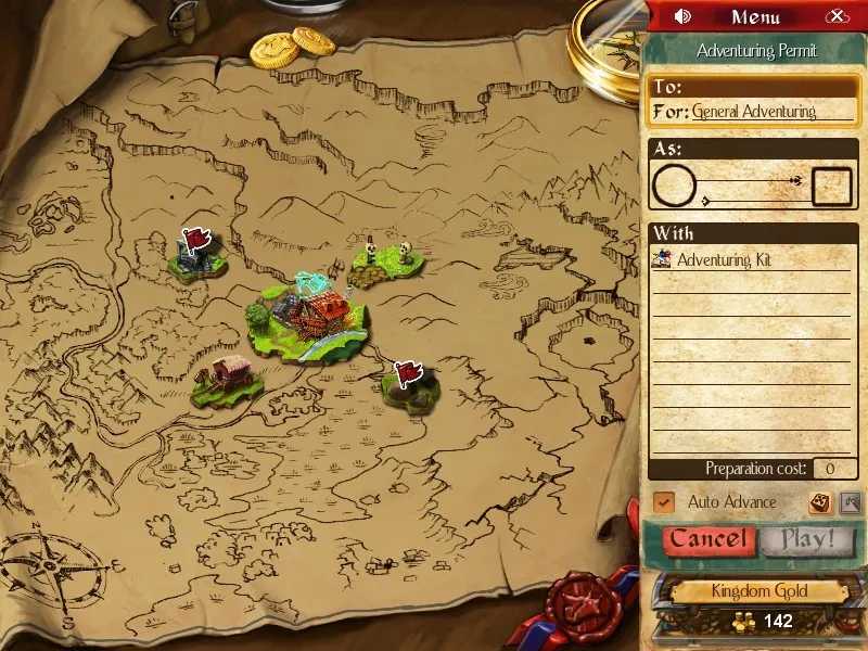 Kingdom management screen in Desktop Dungeons