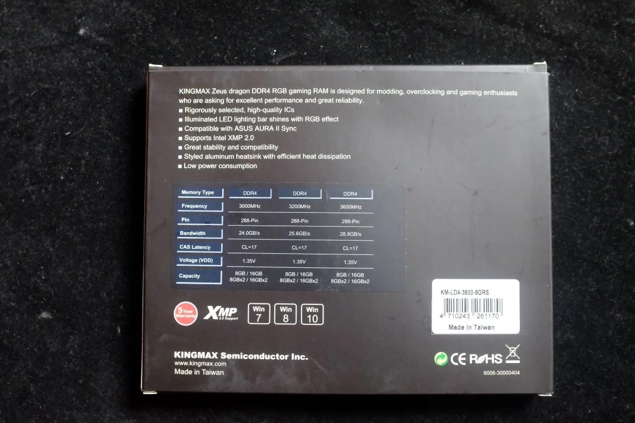 Kingmax Zeus Dragon DDR4 RGB 3600 modules