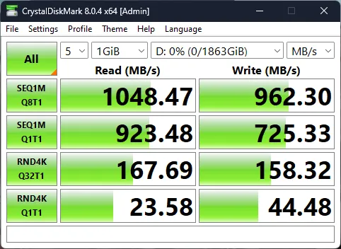 Kingston XS1000 2TB Benchmark