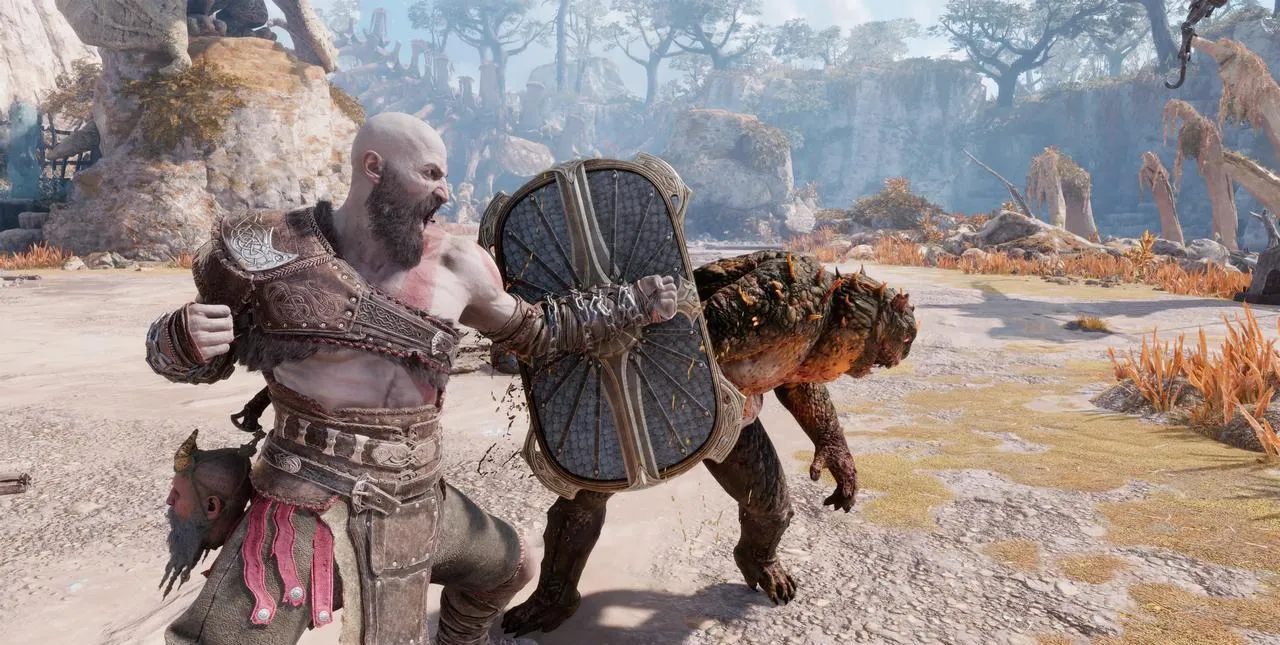 Kratos using the Leviathan Axe