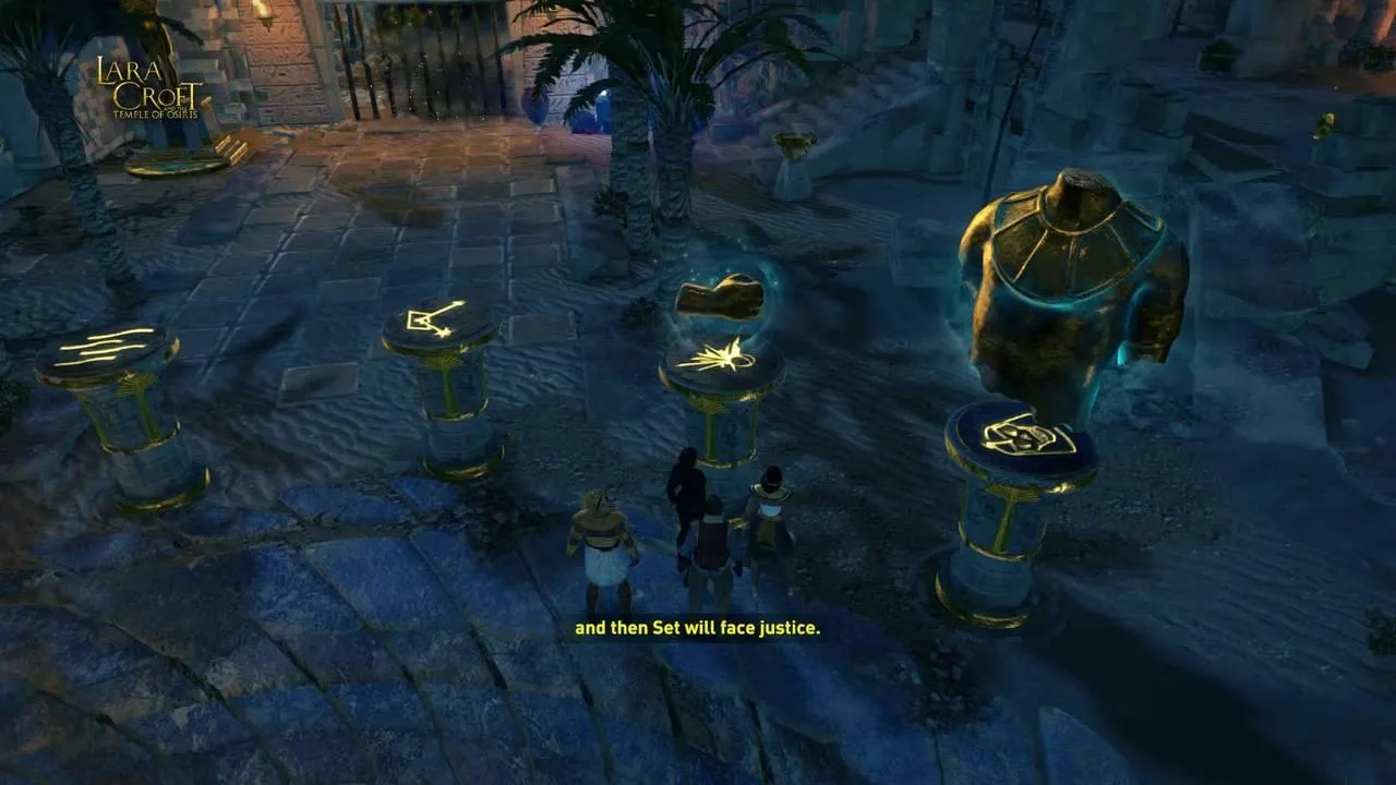 Lara Croft and the Temple of Osiris gameplay screenshot showcasing Lara in combat