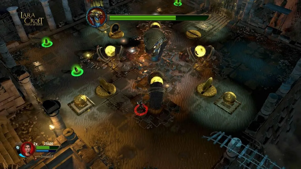 Lara Croft and the Temple of Osiris gameplay screenshot showing Lara in a tomb