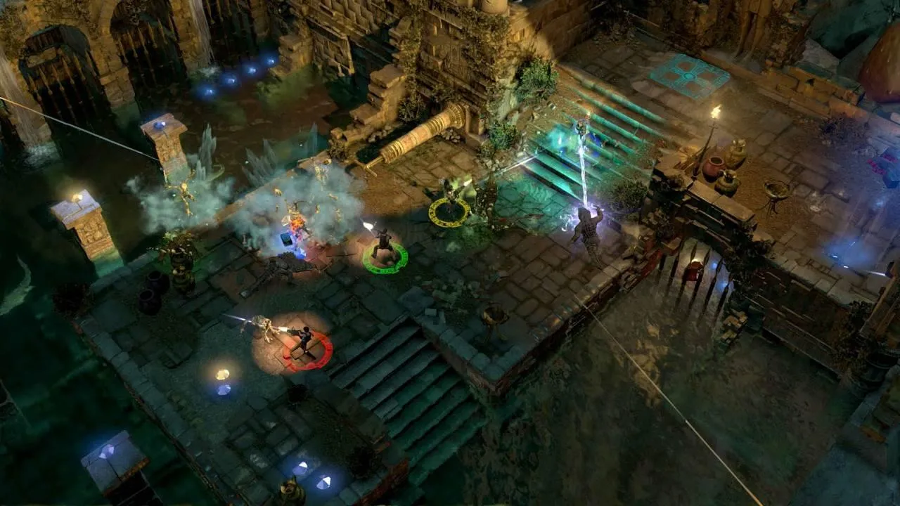 Lara Croft and the Temple of Osiris gameplay screenshot showing Lara in combat