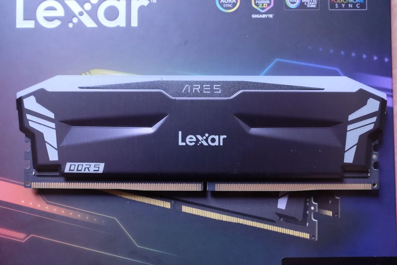 Lexar ARES RGB DDR5 6000MHz RAM Module Close Up