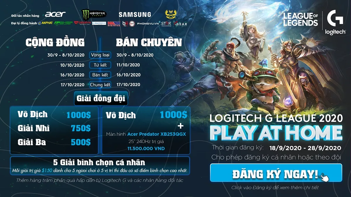 LOGITECH G công bố giải đấu Logitech G League 2020 - Play At Home