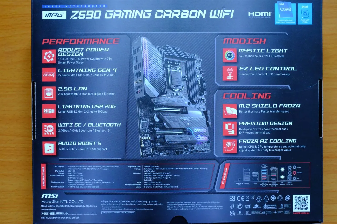 MSI MPG Z590 Gaming Carbon Wifi Packaging