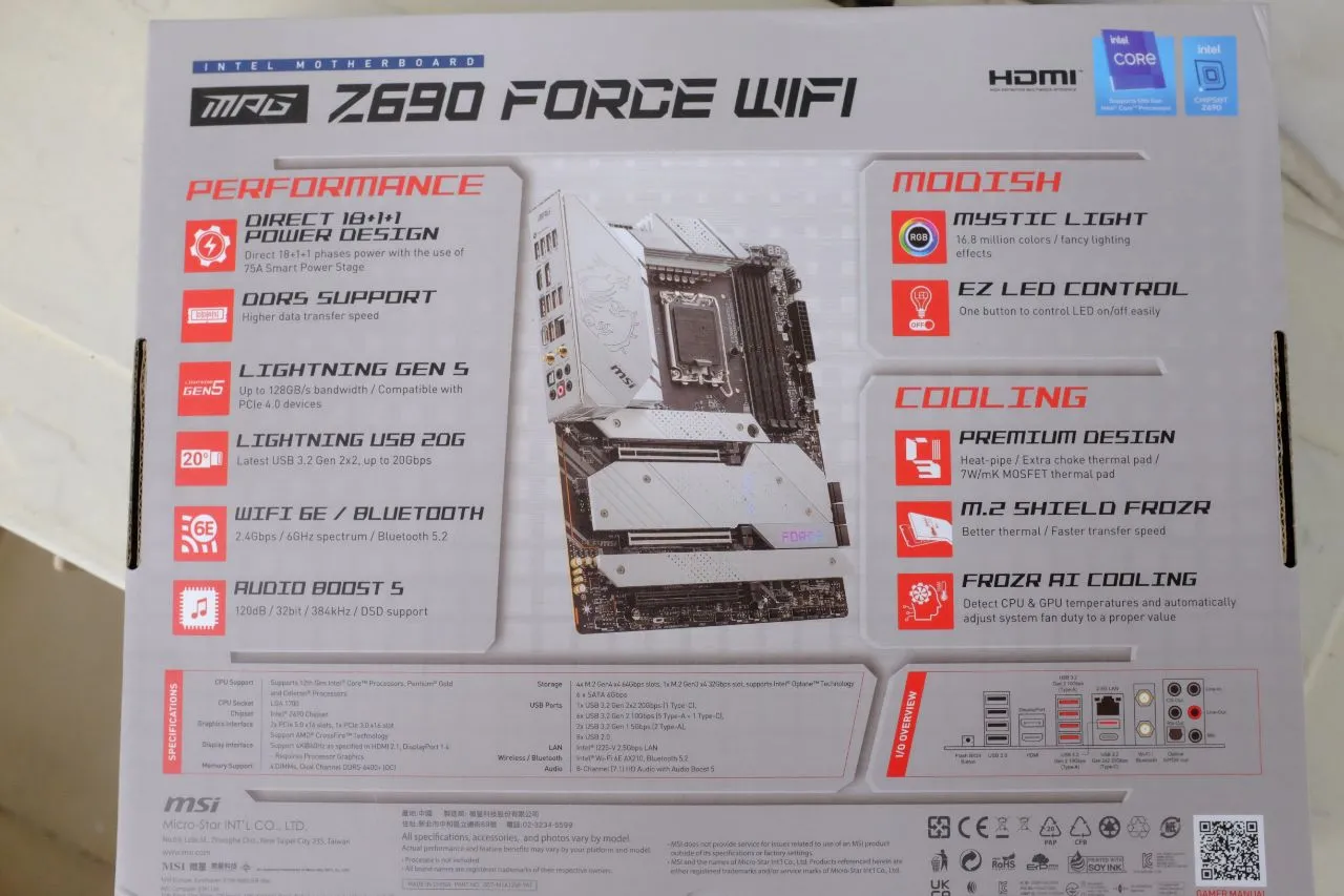 MSI MPG Z690 Force Wifi Packaging