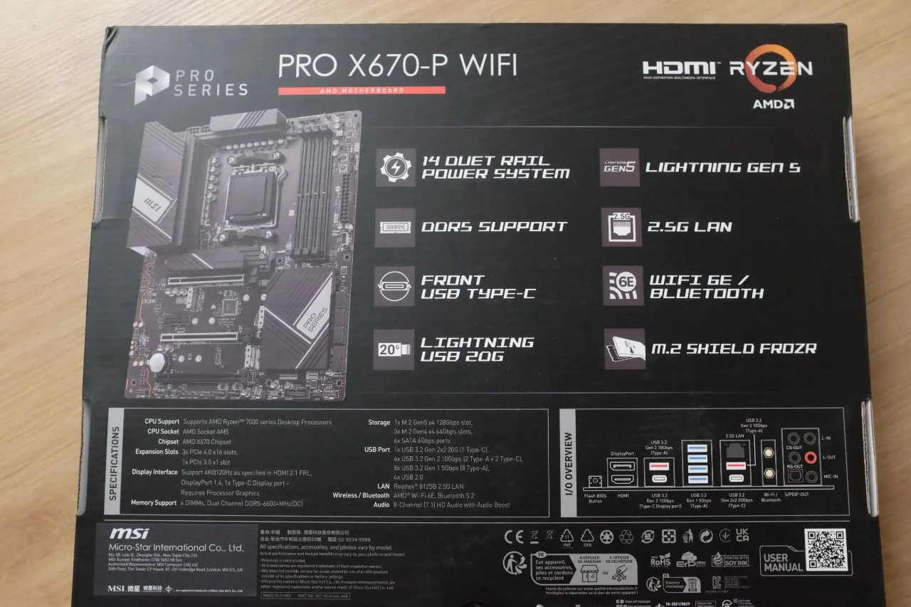 MSI Pro X670-P Wifi Motherboard Box