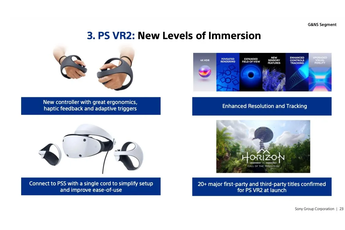 Notable features of the PlayStation VR2 headset.