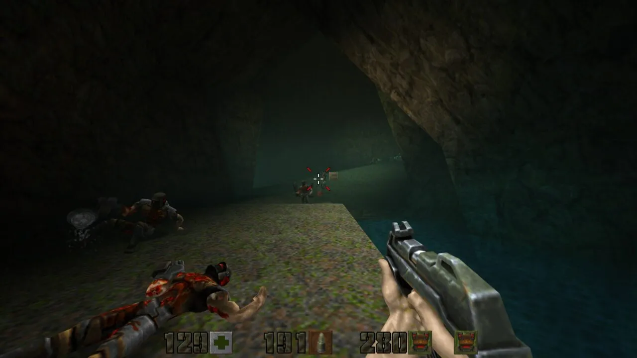 Quake 2 Remastered gameplay with multiple enemies