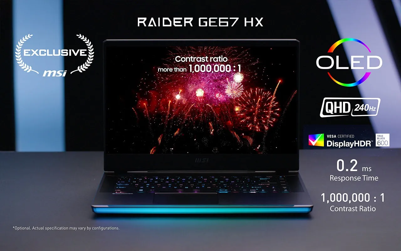 Raider GE67HX with its vibrant design