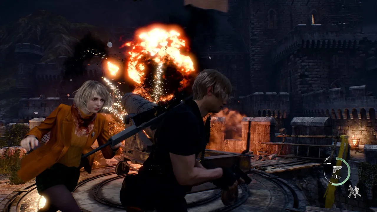 Resident Evil 4 Remake - Leon fighting a Ganado