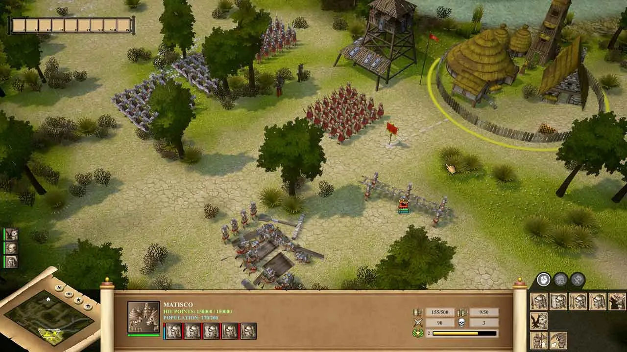 Screenshot of a siege battle in Praetorians HD Remaster