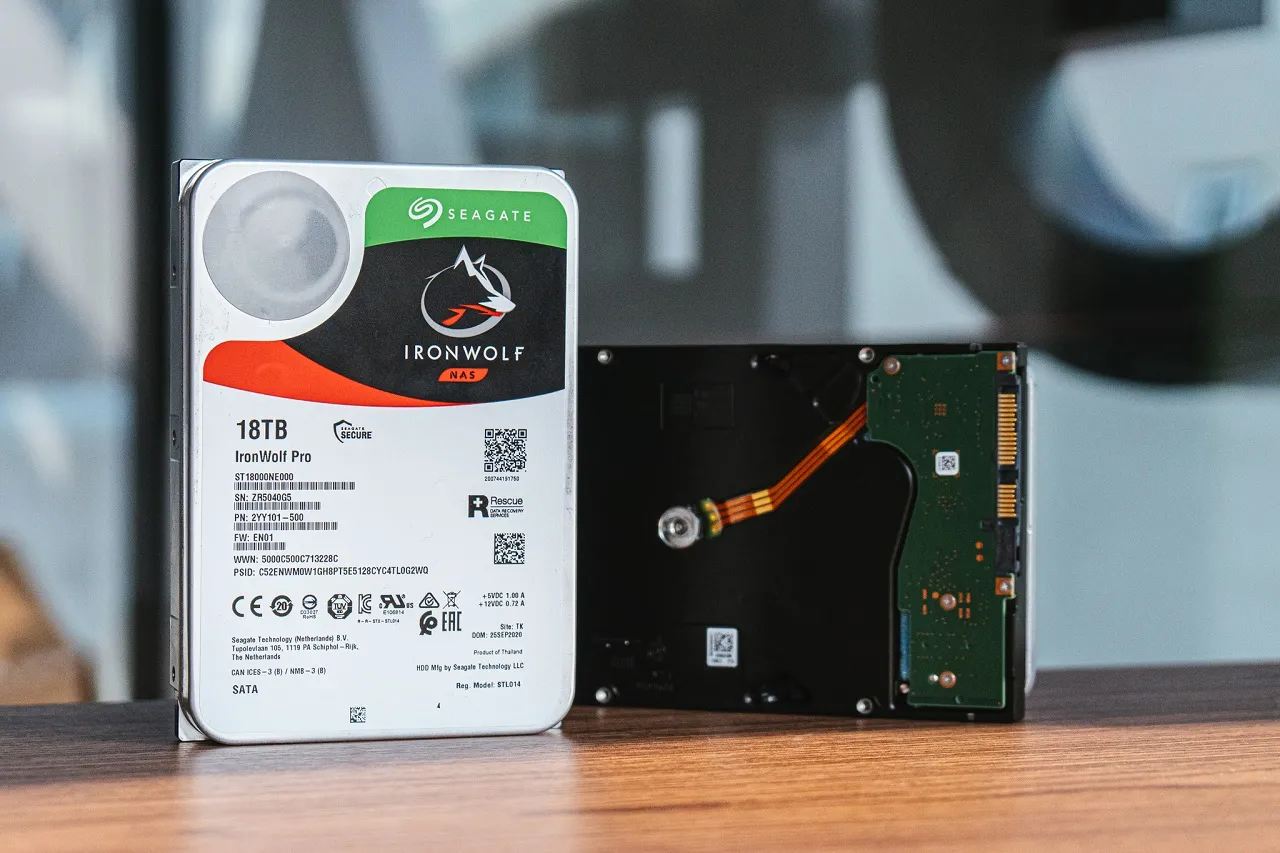 Seagate IronWolf Pro 18TB hard drive close up