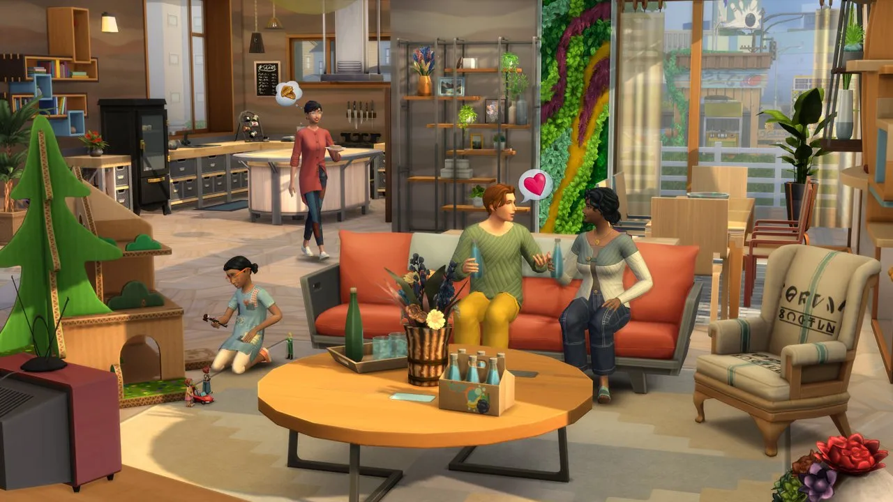 Sims using a Fabricator in Eco Lifestyle